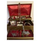Vintage Jewelry Box with Contents