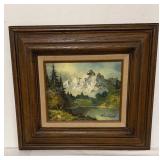 Mid Century Canvas Painting G WHITMAN Mountain