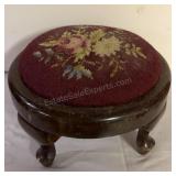 Needle Point Foot Stool 11-1/2" R