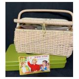 Vintage Sewing Basket with Sewing Notions