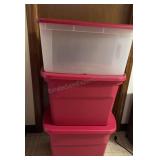 3 STERILITE RED STORAGE CONTAINERS