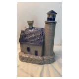 Lighthouse Stoneware Blue Pottery 9" x 7"