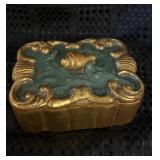 Art Deco Trinket Box Ceramic 5-1/2" x 4"