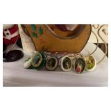 Vintage Egg Shell Ornaments, Wooden Sleigh, YEAR