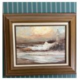 Mid Century Original Oil Painting on Canvas C