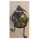 Blown Art Glass Bulb on Metal Stand , Bulb is 5