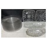 11 Clear Glass 7-1/2" Dessert Plates, Relish