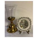 BRASS CANDLE HOLDER LARGE 8-1/2" Base, 14-1/2" H,