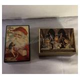 Pair of Christmas Music Boxes 4" x 2"