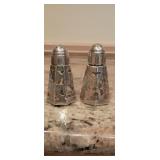 Sterling Silver 925Salt and Pepper Shakers Glass