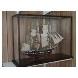 Large Cased Constitution Ship Model 23x31x11