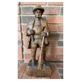 Carved Wood Hunter 19 inches tall