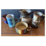 Pottery Pitcher & Mugs