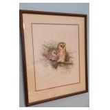 Large Framed Owl Print 25x21