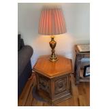 Side Table & Brass Lamp