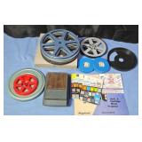 Vintage 8mm film reels, splicer and misc