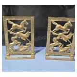 Solid Brass bookends with horse designs. 4×5¾.