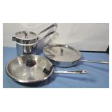 All-Clad sauce pans and double boiler. One lid is