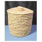 Palm leaf and straw bathroom waist basket with