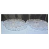 Glass cake plates with weaved pattern. 2¾×12.