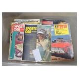 Vintage automotive/racing magazines in one tote.