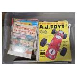 Vintage automotive/racing magazines in one tote.