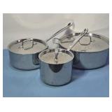 All-Clad sauce pans. All with lids.