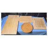 Wooden cheese and cutting boards, and lazy susan.