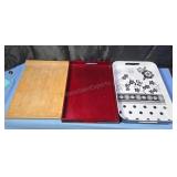 Serving trays. Bamboo, metal and plastic.