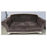 Sofa. Chocolate velour. Deep seat. 78ins.