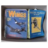 Vintage airplane magazines in one tote.