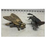 Small Brass Ash Tray & Metal Bee