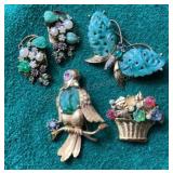 Jeweled Brooches & Clip on Earrings