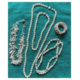 Faux Pearl Necklaces & Bracelet
