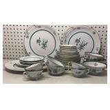 Royal Bayreuth teal band, floral motif, and gold