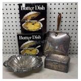 Silver Plated Butter Dishes Trinket Box & Silent