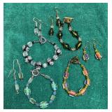 Glass Beaded Bracelets W/ Matching Earrings