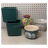 Ceramic Planters & Hand Painted Vase