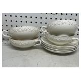 Wedgwood Embossed Queens Ware Soup Bowls &