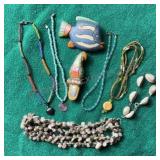 Beaded & Shell Necklaces Wood Pins