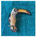 Judith Leiber Toucan Bird Brooch