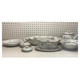 Royal Bayreuth teal band, floral motif, and gold