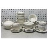 Wedgwood Embossed Queens Ware Teacups, Saucers &