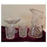 American Brilliant Pit her , Glasses and Candy