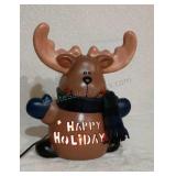 Ceramic Happy Holidays Light Up Moose