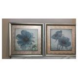Pair of Framed Floral Art Prints 18x18