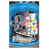 Tote of Assorted Office Supplies