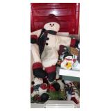 Tote of Assorted Snowman Decor