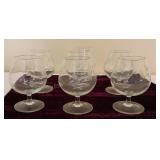 Vintage Etched Cocktail Glasses Set of 7
