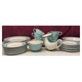 Teal/white dish set